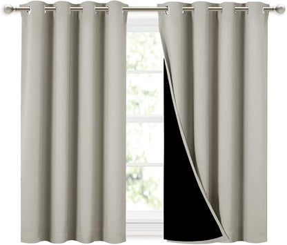 NICETOWN Natural 100% Blackout Curtains 45 inches Long, 2 Thick Layers by NICETOWN