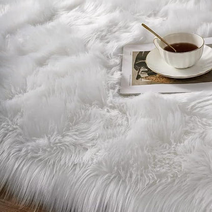 ORINOVA White Faux Sheepskin Shag Fur Runner Rugs - Image 3