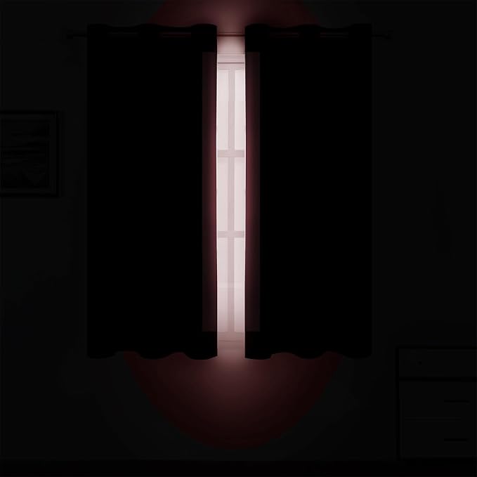 Burgundy Red Blackout Curtains 42 x 54 Inch Length Set of 2 Panels Grommet - Image 3