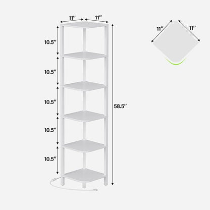 TUTOTAK Corner Shelf with LED Light, 6-Tier Corner Bookshelf - Image 2