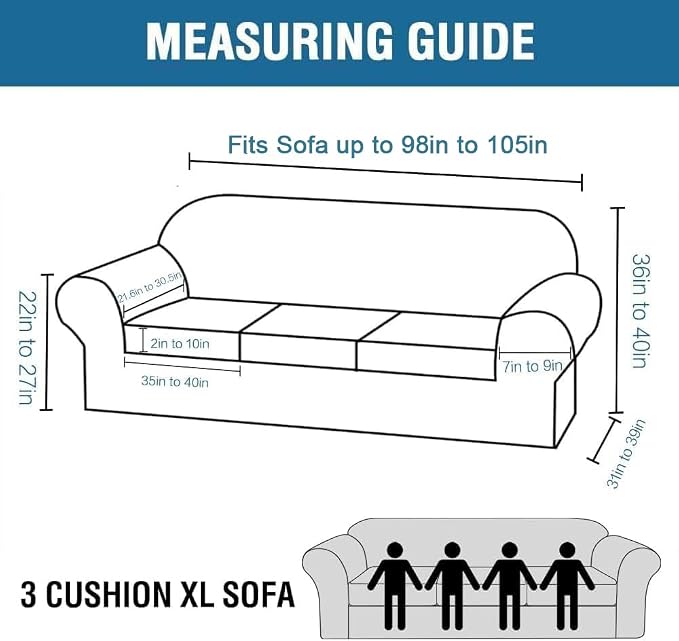 H.VERSAILTEX Velvet Plush 4 Piece High Stretch Sofa Slipcover Cover Furniture - Image 2