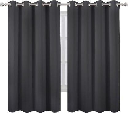 Dark Grey Blackout Curtains 66 x 63 Inch Length/Set of 2 Curtain Panels/Thermal - Image 2