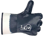 Oil Resistant Gloves, Nitrile Fubber Fully Coated Cotton Safety Work Gloves, Acid Alkali Resistant, for Men & Women Large, Blue (Pack of 12)
