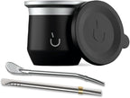BALIBETOV Yerba Mate Cup – Vacuum Insulated Stainless Steel Gourd with Silicone Cover & Non-Slip Base – Includes 2 Bombillas & Cleaning Brush – Unique Design, Easy to Clean