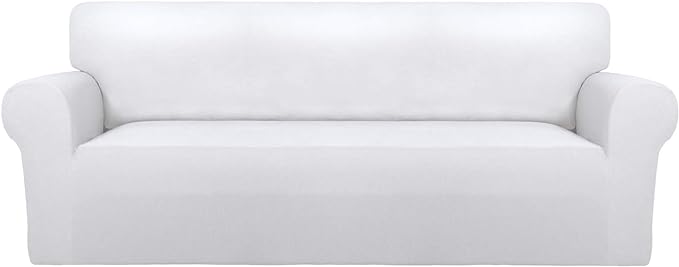 PureFit Stretch Oversized Couch Covers Fleece Sofa Slipcovers White | 1-Piece by PureFit
