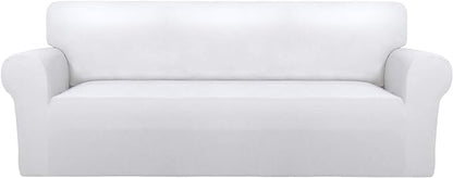 PureFit Stretch Oversized Couch Covers Fleece Sofa Slipcovers White | 1-Piece by PureFit