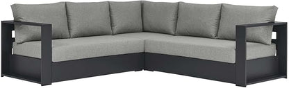 Modway Tahoe Aluminum 3-Piece Outdoor Patio Furniture Gray, Modular Sectional - Image 4