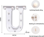 Foaky LED Letter Lights Sign Marquee Light Up Letters Sign for Night Light Wedding/Birthday Party Battery Powered Christmas Lamp Home Bar Decoration(U)