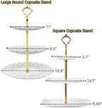 2 Pack of Large Plastic Dessert Stands, 3 Tier Cupcake Stand, 3 Tiered Serving Display Stand Reusable Pastry Dessert Tower Tray/Platter for Tea Party, Baby Shower and Wedding (White)