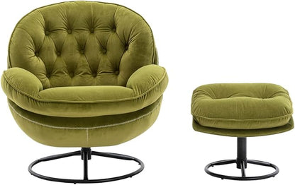 TRIPLE TREE Modern Swivel Accent Chair, Mid-Century Lounge Chair and Ottoman Set - Image 6