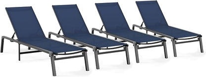Patio Chaise Lounge Chair Set of 4, Foldable Lounge Chair by CIOKEA