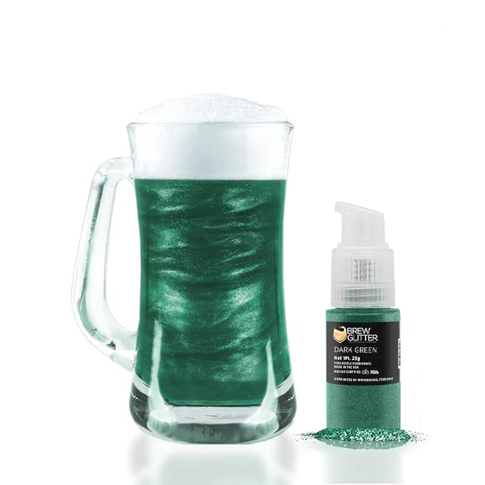 Brew Glitter - Dark Green (25g Spray Pump 1x Jar) | Edible Glitter for Drinks, Cocktails, Beer, Garnish & Beverages
