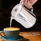 Milk Frothing Pitcher 350ml 600ml 900ml 1500ml 2000m(12oz 20oz 32oz 50oz 66oz) Steaming Pitchers Stainless Steel Milk Coffee Cappuccino Latte Art Barista Steam Pitchers Milk Jug Cup with Deco