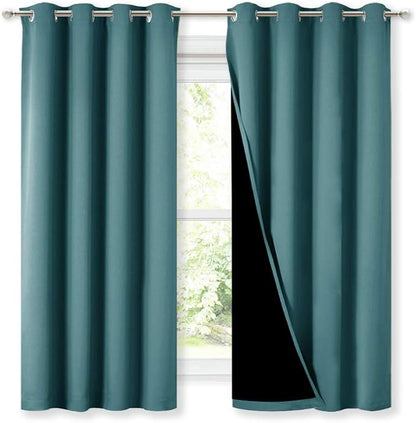 NICETOWN 100% Blackout Curtain Panels, Thermal Insulated Black Liner Curtains by NICETOWN