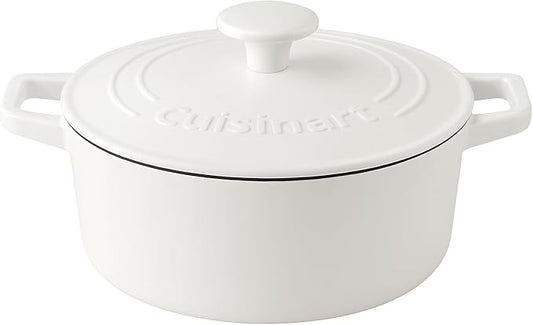 Cuisinart Chef's Classic Enameled Cast Iron Round Covered Casserole (White, 7-Quart)
