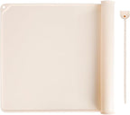 Silicone Baking Mat - Extra Thick Non-Stick Pastry Mat with Measurement Markings, 21"x15" Non-Slip Silicone Pad with Raised Edges（Apricot）