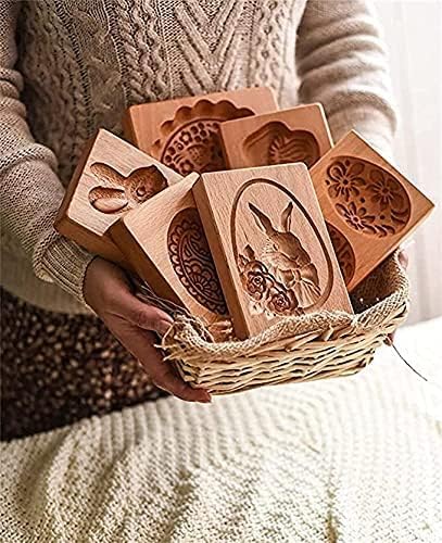 Wooden Cookie Molds, Wooden Cookie Biscuit Mold Baking Cookie Mold Wooden Carved Mold Cookie Cutter Embossing Mold, DIY Shapes Cookie Stamp,Gingerbread Mold,Pine Cone Mold (Eggs)