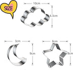 3 Pieces Star, Moon and Cloud Cookie Cutters Stainless Steel Biscuit Cutters Molds Shapes for Baby Shower or Gender Reveal Party