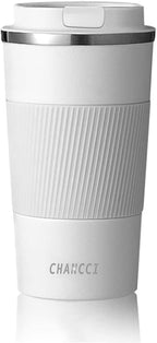 Travel Coffee Mug Spill Proof Leakproof 12 oz Insulated Coffee Mug with Screw Lid, Stainless Steel Vacuum Tumbler Reusable Thermal Coffee Cup to go for Hot and Cold Drinks -380ml, White