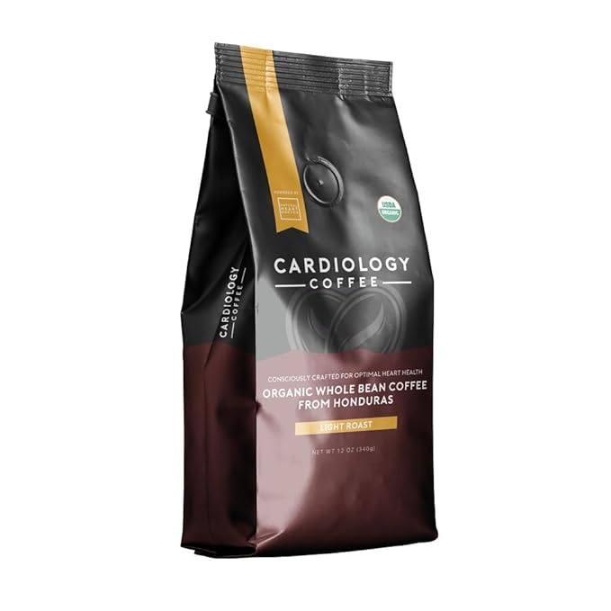 Cardiology Coffee – Whole Bean Coffee – USDA Certified Mold-Free 12oz Premium Light Roast Organic Coffee Beans with Antioxidant Benefits – Perfect for Heart Healthy Lifestyle