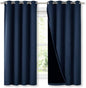NICETOWN 100% Blackout Curtain Panels, Thermal Insulated Black Liner Curtains by NICETOWN