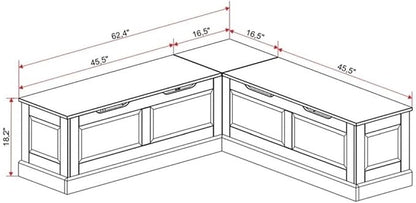 Riverbay Furniture Backless Wood Corner Kitchen Breakfast Nook Bench, - Image 3