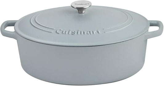 Cuisinart Chef's Classic Enameled Cast Iron Oval Covered Casserole (Matte Grey, 7- Quart)