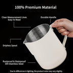 watchget Milk Frothing Pitcher 32oz/900ml - Stainless Steel Frothing Pitcher Espresso Steaming Pitcher Coffee Frother Cup Cappuccino Latte Art Coffee Machine Accessories Milk Jug, Creamy White