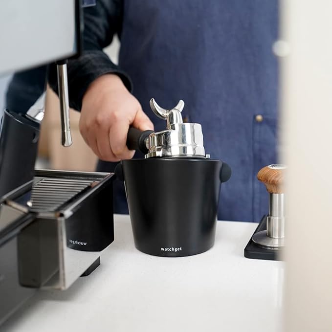 watchget Coffee Knock Box - 4.8 Inch Shock-Absorbent Barista Style Espresso Dump Bin with Removable Knock Bar and Non-Slip Base, Durable Coffee Bin for Home and Cafe