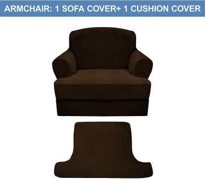 CUCRAF T Cushion Sofa Cover 2 Piece Armchair Slipcovers, Soft Thick Velvet - Image 5