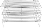 Restaurantware Met Lux 15.7 x 9.8 x 8.3 Inch Wire Baking Rack Set 1 Dishwashable Oven Wire Rack Set - 3-Tier Design Oven-Ready Up To 575F Stainless Steel Cooling Rack Set With Collapsible Feet