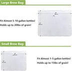 Brew Bags, 2pcs Brew In A Bag, Reusable Wine Straining Bag for Homebrewing, Fine Mesh Bag for Boiling, Durable Mesh Strainer Bag, 22×26 & 16x18