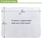 Brew Bags, 2pcs Brew In A Bag, Reusable Wine Straining Bag for Homebrewing, Fine Mesh Bag for Boiling, Durable Small Polyester Strainer Bag, 2 Pack of 16 X 18