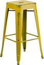 Flash Furniture Kai Commercial Grade 30" High Backless Distressed Yellow Metal by FlashFurniture