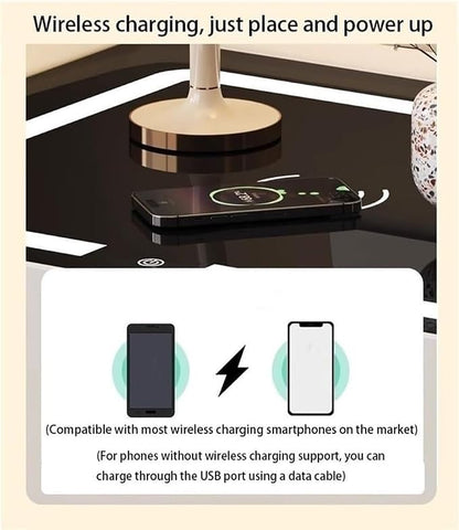 Modern Smart Nightstand with Wireless Charging with LED Sensor Light, Smart - Image 4