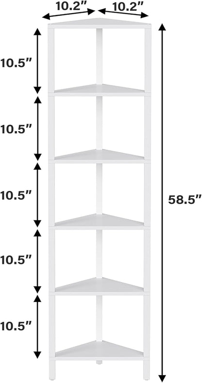 TUTOTAK 6-Tier Corner Bookshelf, Corner Shelf - Image 2