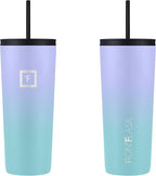 IRON °FLASK Classic Tumbler - Vacuum Insulated Stainless Steel Water Bottle, Double Walled, Drinking Cup, Insulated Travel Mug (Cotton Candy, 24 oz Solid Lid)