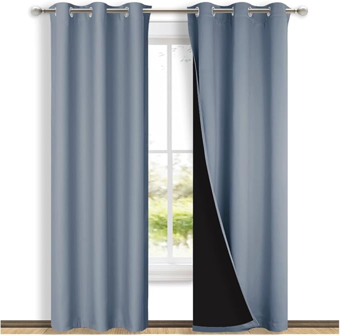 NICETOWN Full Shade Curtain Panels, Vintage Blue, Pair of Thermal Insulated & by NICETOWN