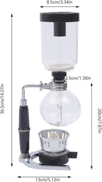 Glass Siphon Coffee Maker, 360ml Tabletop Glass Siphon Pot Glass Syphon Coffee Maker 3 Cups for Coffee Shop|Bar|Home Use, Black