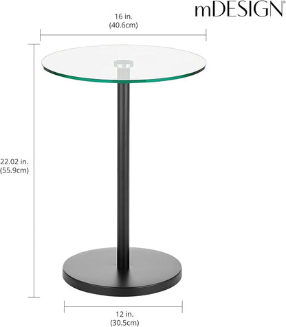 mDesign Glass Top Side/End Drink Table - Image 3