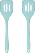 Silicone Slotted Turner Set – 2-Piece Set of Turner Spatulas for Eggs and Pancakes – Kitchen Tools & Accessories with Comfortable Handles, Heat-Resistant Utensils for Cooking and Baking – Pastel Blue