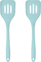 Silicone Slotted Turner Set – 2-Piece Set of Turner Spatulas for Eggs and Pancakes – Kitchen Tools & Accessories with Comfortable Handles, Heat-Resistant Utensils for Cooking and Baking – Pastel Blue