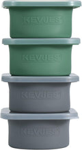 PLUS-1000ml Pizza Dough Proofing Box for DIY Artisan Pizza, Food Grade Silicone Stackable Containers with Lids. Freezer, Fridge, Dishwasher Safe (2Green Plus+2Space Grey Plus)