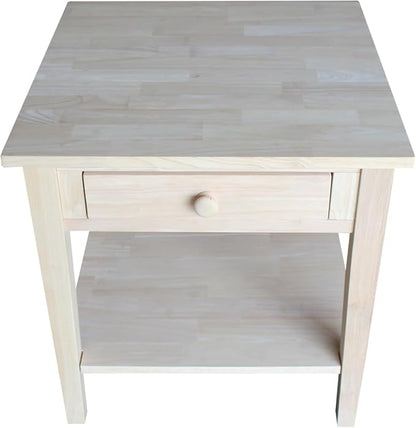 Solid Wood Spencer End Table, Unfinished - Image 9