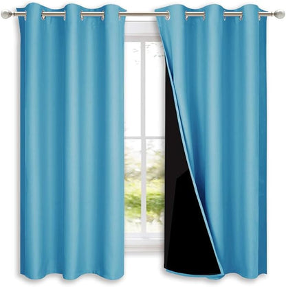 NICETOWN 100% Blackout Curtains 45 inches Long, Teal Blue, 1 Pair, 42 inches by NICETOWN