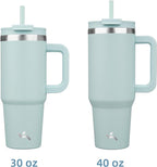 30 oz Tumbler with Handle and 2 Straws,2 in 1 Lid Insulated Water Bottle Stainless Steel Travel Coffee Mug,Blue Haze