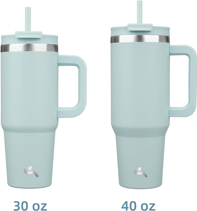 30 oz Tumbler with Handle and 2 Straws,2 in 1 Lid Insulated Water Bottle Stainless Steel Travel Coffee Mug,Blue Haze