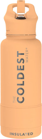 Coldest Insulated Water Bottle with Straw Lid - Stainless Steel Metal Insulated Bottle for Men & Women (Sahara Peach, 32 oz)