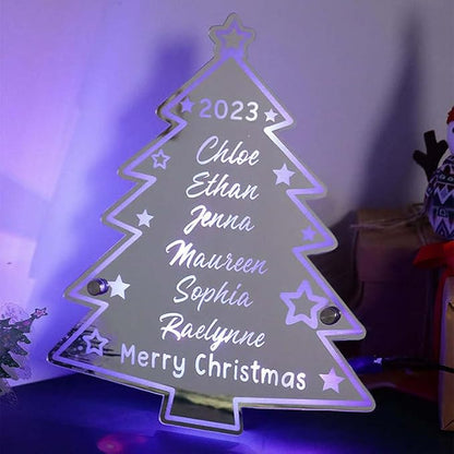 VEELU Personalized Custom Name Mirror LED Light Up, Christmas Tree Wall Decor - Image 2