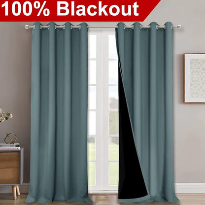 NICETOWN Aqua 100% Blackout Curtains - Image 2